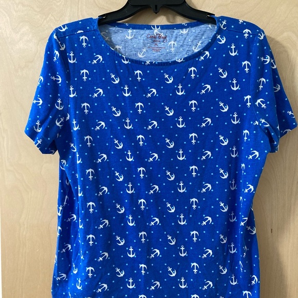 Coral Bay Nautical Blue Anchors Short Sleeve Tee - Picture 1 of 3